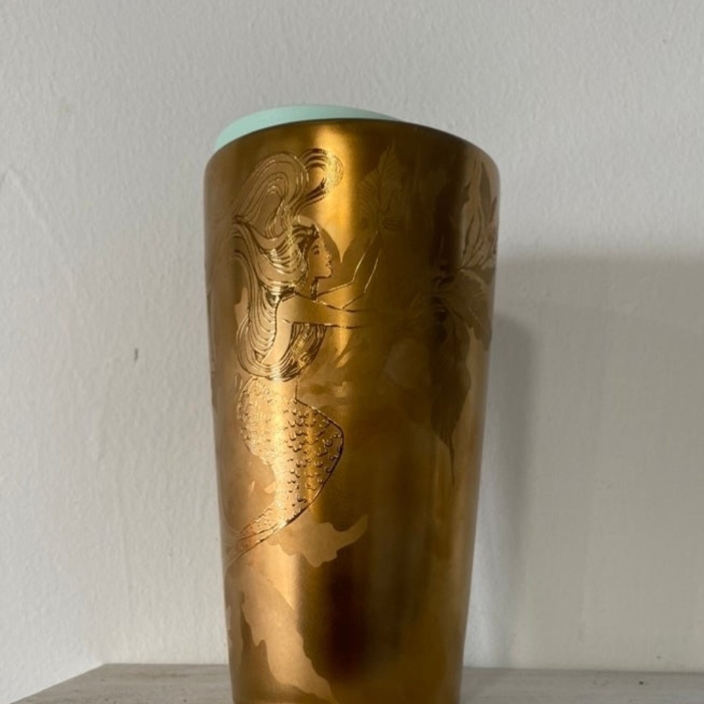 Starbucks Spring 2022 Copper Siren Ceramic 12oz Tumbler with mint green lid - Picture 2 of 3